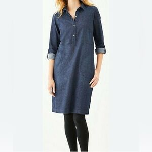 J. Jill Denim Shirt Dress in Dark Blue